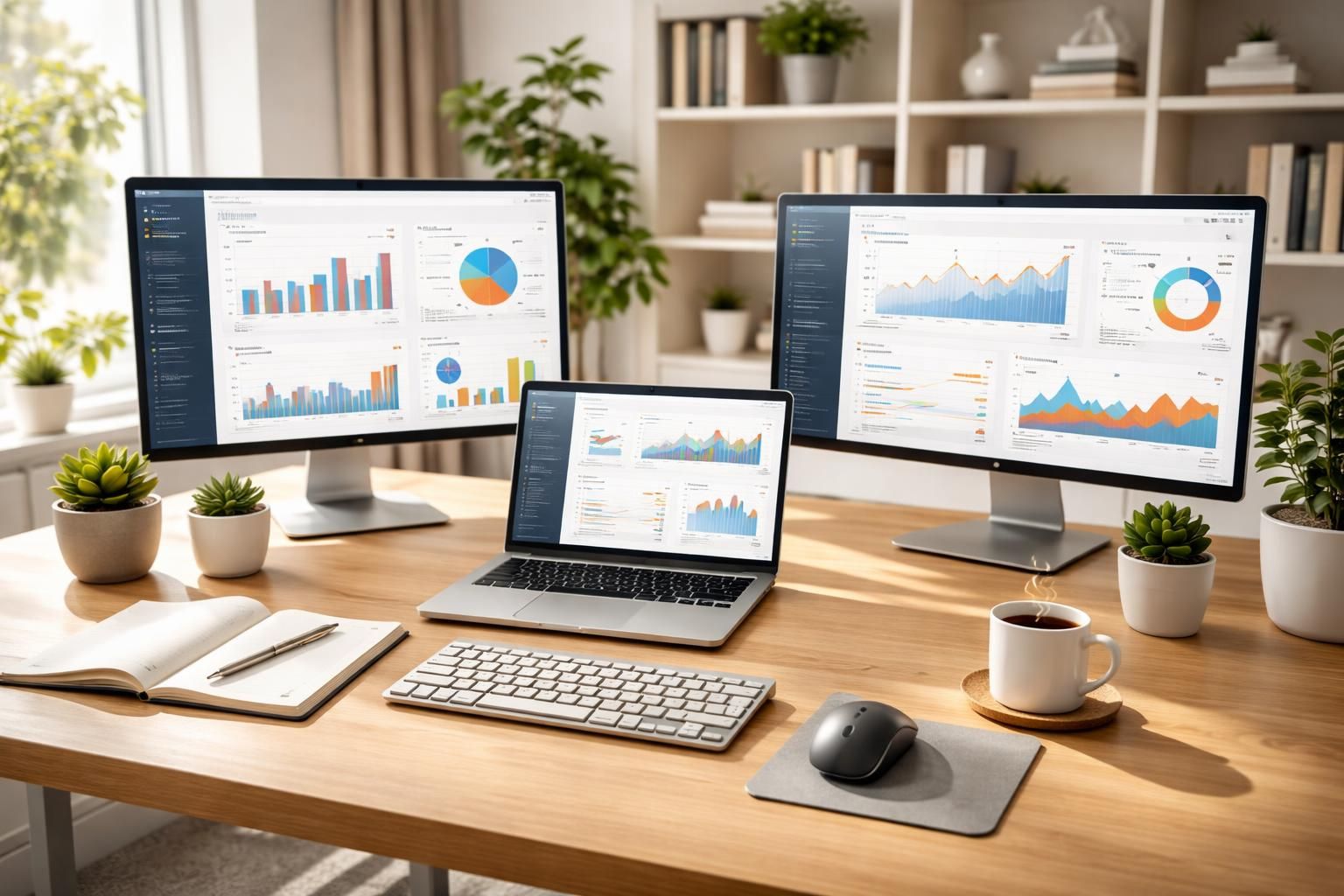 optimisez votre espace de travail marketing avec un setup double écran autour d’un pc portable pour booster votre productivité et améliorer votre efficacité.