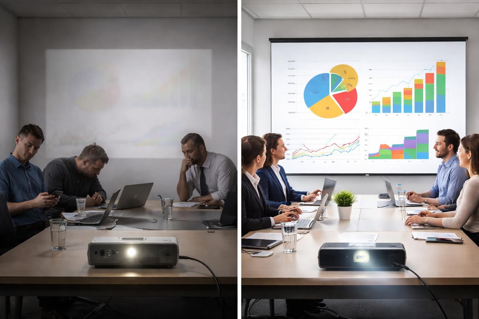 découvrez comment convertir efficacement grâce à la démo « avant/après » avec le vidéoprojecteur acer, alliant innovation et performance pour vos présentations.
