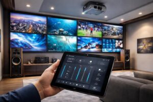 découvrez comment piloter facilement vos écrans, le son et la projection dans votre showroom grâce à une tablette windows pour une gestion centralisée et efficace.